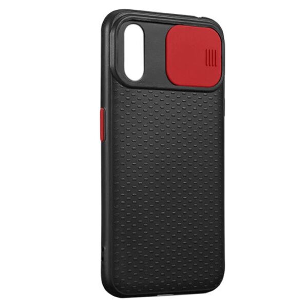 

Силиконовый чехол Camshield Black со шторкой защищающей камеру для Apple iPhone X / XS (5.8") (Черный / Красный)