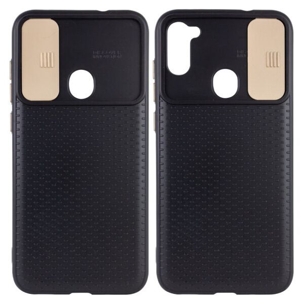 

Силиконовый чехол Camshield Black со шторкой защищающей камеру для Samsung Galaxy A11 / M11 (Черный / Золотой)