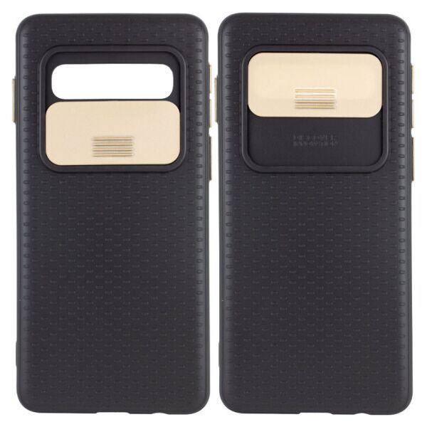 

Силиконовый чехол Camshield Black со шторкой защищающей камеру для Samsung Galaxy S10 (Черный / Золотой)