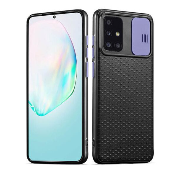 

Силиконовый чехол Camshield Black со шторкой защищающей камеру для Samsung Galaxy A51 (Черный / Сиреневый)