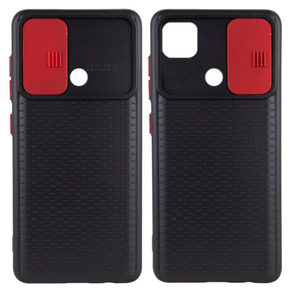 

Силиконовый чехол Camshield Black со шторкой защищающей камеру для Xiaomi Redmi 9C (Черный / Красный)
