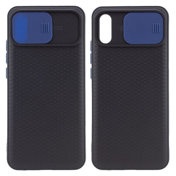 

Силиконовый чехол Camshield Black со шторкой защищающей камеру для Xiaomi Redmi 9A (Черный / Синий)