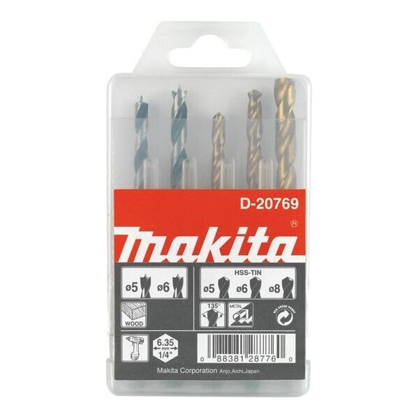 

Набор сверл для шестигранного патрона Makita 5 шт (D-20769)