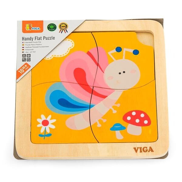 

Деревянный мини-пазл Viga Toys Бабочка, 4 эл. (50136)