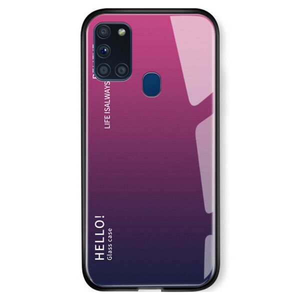 

TPU+Glass чехол Gradient HELLO для Samsung Galaxy A21s (MediumVioletRed)