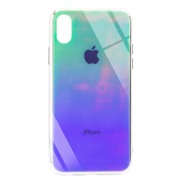 

TPU+Glass чехол Gradient Rainbow с лого для Apple iPhone X / XS (5.8") (LightGreen)