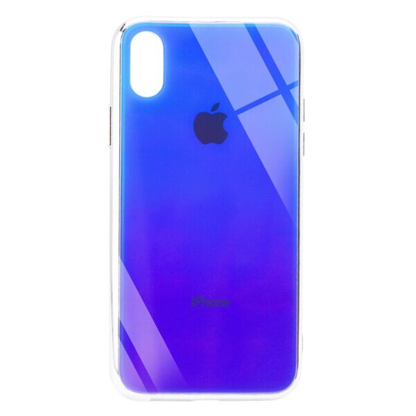

TPU+Glass чехол Gradient Rainbow с лого для Apple iPhone X / XS (5.8") (Голубой)