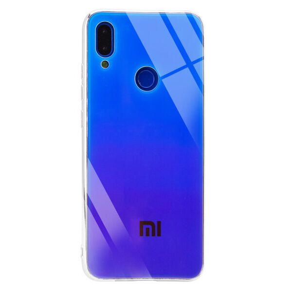 

TPU+Glass чехол Gradient Rainbow с лого для Xiaomi Redmi 7 (Синий)