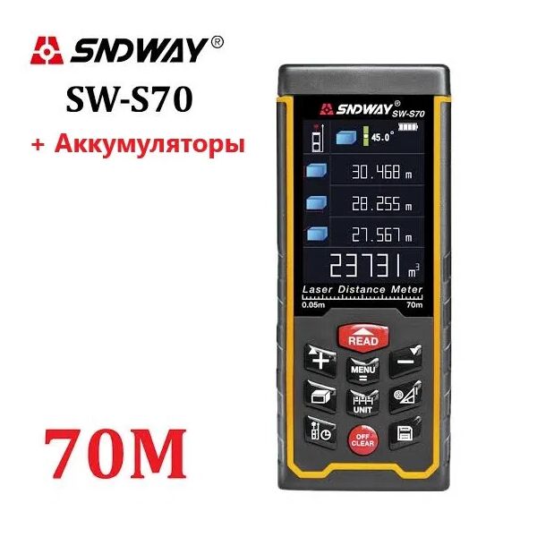 

Sndway SW-S70 лазерная рулетка, дальномер от 0,05 до 70 м