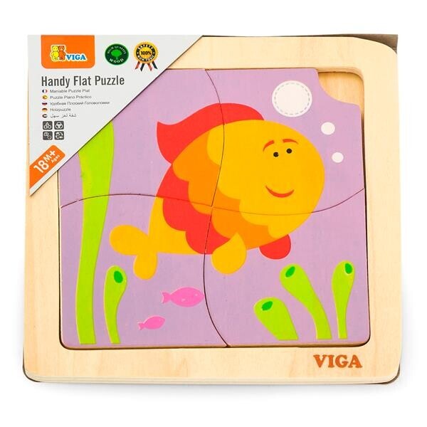 

Деревянный мини-пазл Viga Toys Рыбка, 4 эл. (50144)