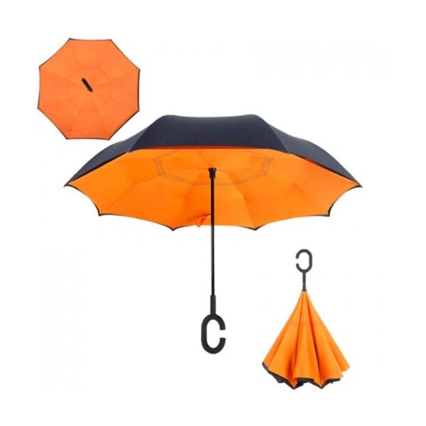 

Ветрозащитный зонт обратного сложения д110см 8сп WHW17133 Orange