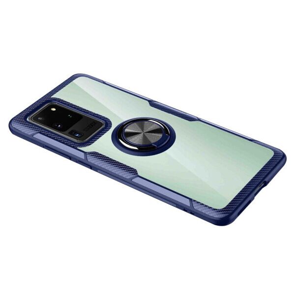 

Противоударный чехол Deen CrystalRing под магнитный держатель для Samsung Galaxy S20 Ultra (Прозрачный / Синий)