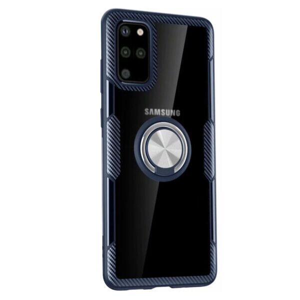 

Противоударный чехол Deen CrystalRing под магнитный держатель для Samsung Galaxy S20 (Прозрачный / Темно-синий)