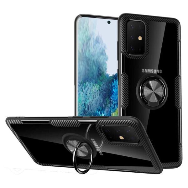 

Противоударный чехол Deen CrystalRing под магнитный держатель для Samsung Galaxy A71 (Прозрачный / Черный)