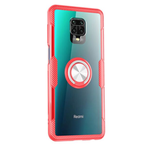

Противоударный чехол Deen CrystalRing под магнитный держатель для Xiaomi Redmi Note 9s/9 Pro/9 Pro Max (Прозрачный / Красный)