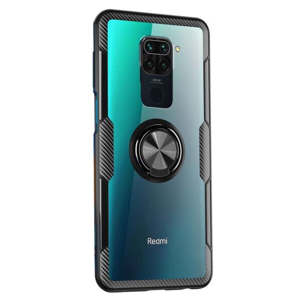 

Противоударный чехол Deen CrystalRing под магнитный держатель для Xiaomi Redmi Note 9 / Redmi 10X (Прозрачный / Черный)