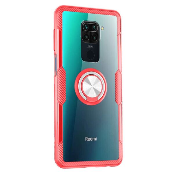 

Противоударный чехол Deen CrystalRing под магнитный держатель для Xiaomi Redmi Note 9 / Redmi 10X (Прозрачный / Красный)