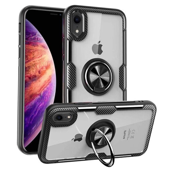 

Противоударный чехол Deen CrystalRing под магнитный держатель для Apple iPhone XR (6.1") (Прозрачный / Черный)