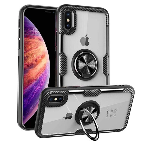 

Противоударный чехол Deen CrystalRing под магнитный держатель для Apple iPhone X / XS (5.8") (Прозрачный / Черный)