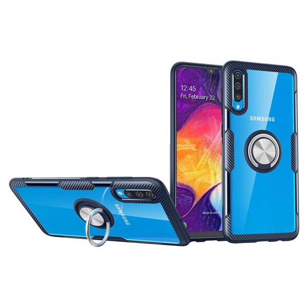 

Противоударный чехол Deen CrystalRing под магнитный держатель для Samsung Galaxy A50 (A505F) / A50s / A30s (Прозрачный / Темно-синий)