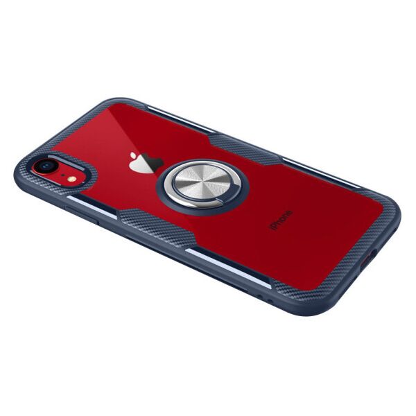 

Противоударный чехол Deen CrystalRing под магнитный держатель для Apple iPhone XR (6.1") (Прозрачный / Темно-синий)