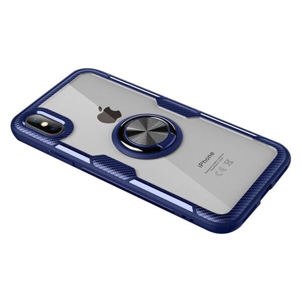 

Противоударный чехол Deen CrystalRing под магнитный держатель для Apple iPhone X / XS (5.8") (Прозрачный / Синий)