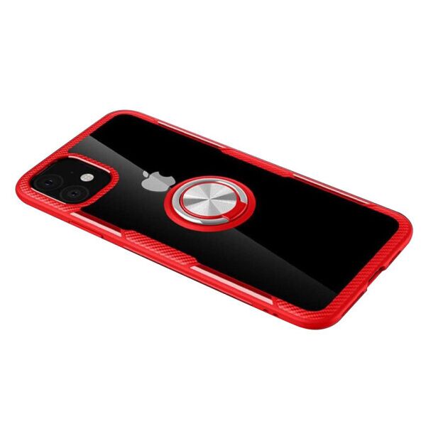 

Противоударный чехол Deen CrystalRing под магнитный держатель для Apple iPhone 11 (6.1") (Прозрачный / Красный)