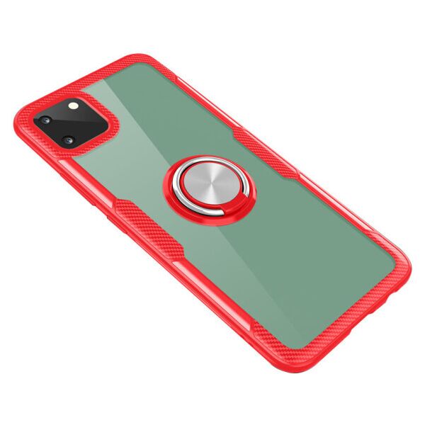 

Противоударный чехол Deen CrystalRing под магнитный держатель для Realme C11 (Прозрачный / Красный)