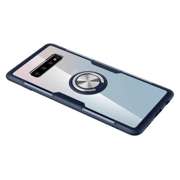 

Противоударный чехол Deen CrystalRing под магнитный держатель для Samsung Galaxy S10 (Прозрачный / Темно-синий)