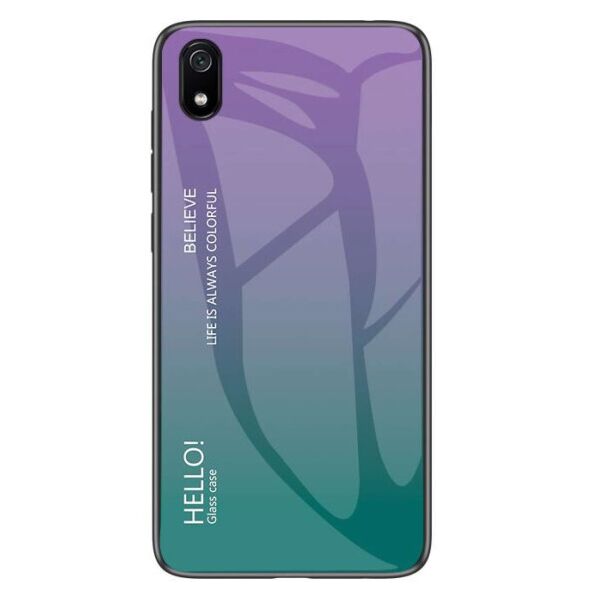 

TPU+Glass чехол Gradient HELLO для Xiaomi Redmi 7A (Фиолетовый)