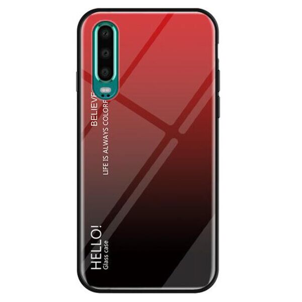 

TPU+Glass чехол Gradient HELLO для Huawei P30 (Красный)