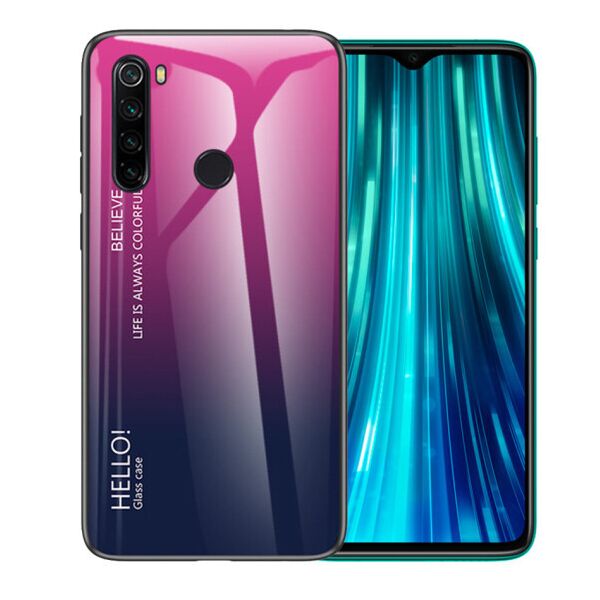 

TPU+Glass чехол Gradient HELLO для Xiaomi Redmi Note 8 (Малиновый)