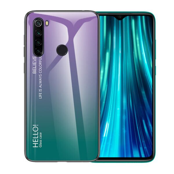 

TPU+Glass чехол Gradient HELLO для Xiaomi Redmi Note 8 (Фиолетовый)