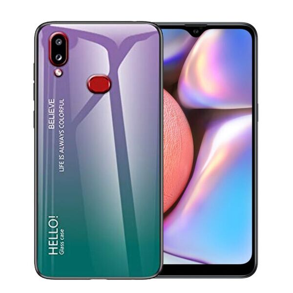 

TPU+Glass чехол Gradient HELLO для Samsung Galaxy A10s (Фиолетовый)