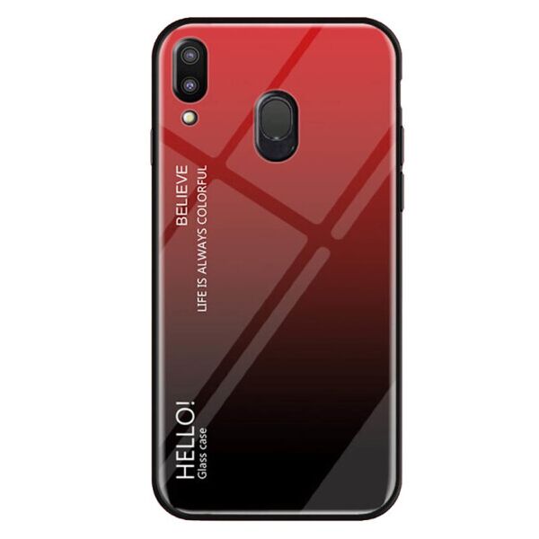 

TPU+Glass чехол Gradient HELLO для Samsung Galaxy M20 (Красный / Чёрный)
