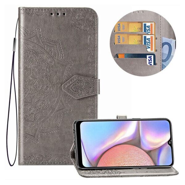 

Кожаный чехол (книжка) Art Case с визитницей для Samsung Galaxy A10s (Серый)
