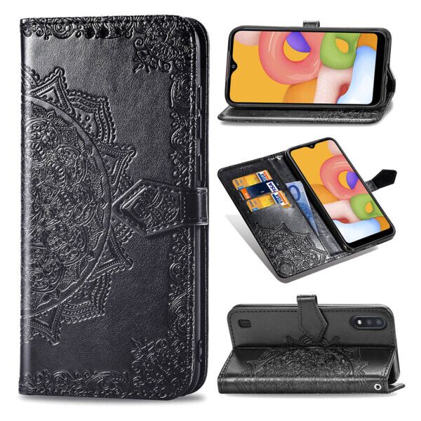 

Кожаный чехол (книжка) Art Case с визитницей для Samsung Galaxy A01 (Черный)