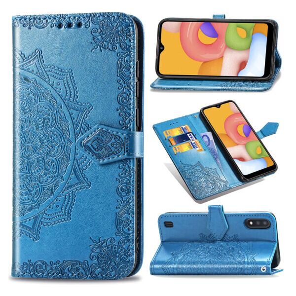 

Кожаный чехол (книжка) Art Case с визитницей для Samsung Galaxy A01 (SteelBlue)