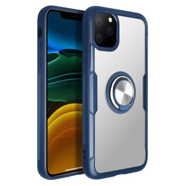 

TPU+PC чехол Deen CrystalRing под магнитный держатель для Apple iPhone 11 Pro (5.8") (Прозрачный / Синий)
