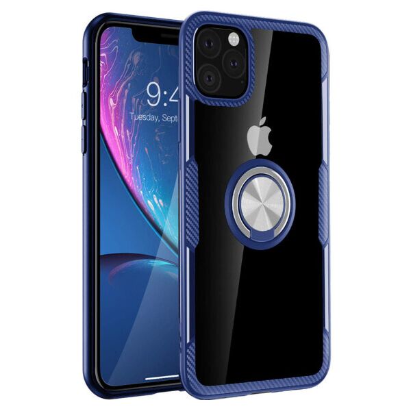 

TPU+PC чехол Deen CrystalRing под магнитный держатель для Apple iPhone 11 Pro (5.8") (Белый / Синий)