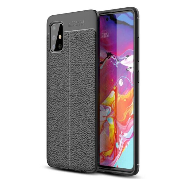 

TPU чехол фактурный (с имитацией кожи) для Samsung Galaxy A51 (Черный)