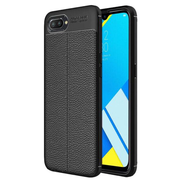 

TPU чехол фактурный (с имитацией кожи) для Realme C2 (Черный)
