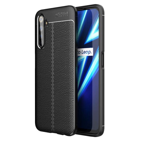 

TPU чехол фактурный (с имитацией кожи) для Realme 6 Pro (Черный)