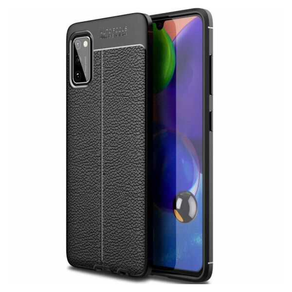 

TPU чехол фактурный (с имитацией кожи) для Samsung Galaxy A41 (Черный)