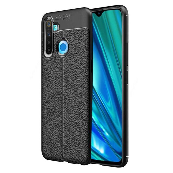 

TPU чехол фактурный (с имитацией кожи) для Realme 5 / Realme 6i (Черный)