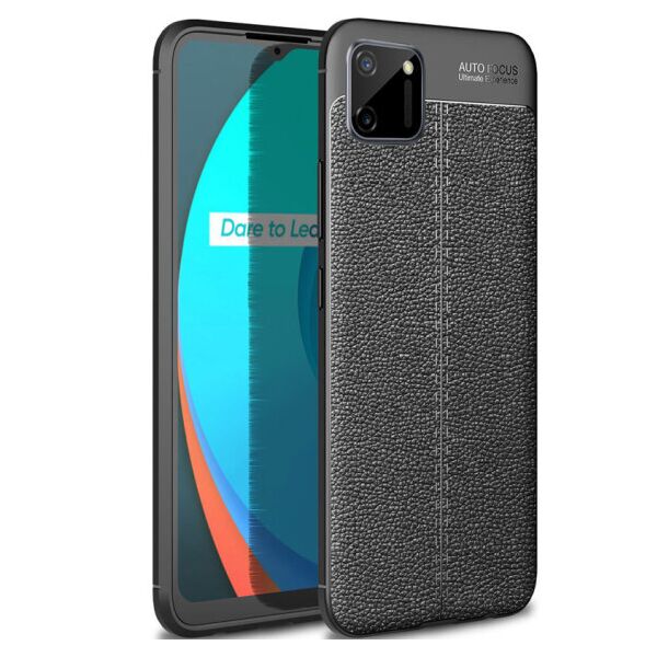 

TPU чехол фактурный (с имитацией кожи) для Realme C11 (Черный)