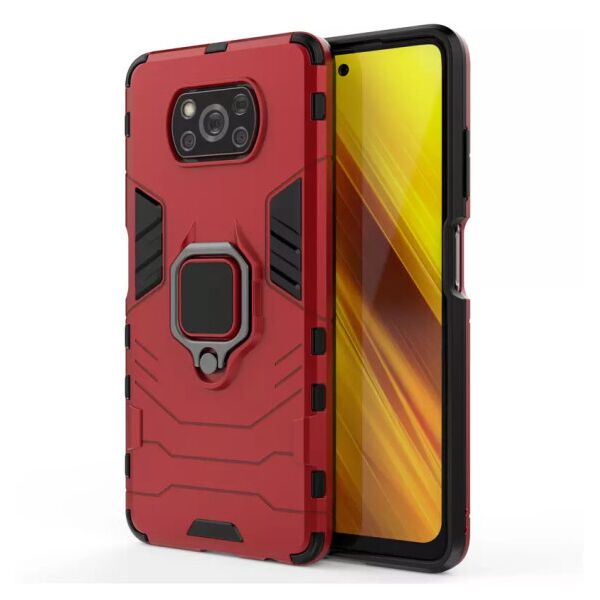 

Ударопрочный чехол Transformer Ring for Magnet для Xiaomi Poco X3 NFC (Красный)