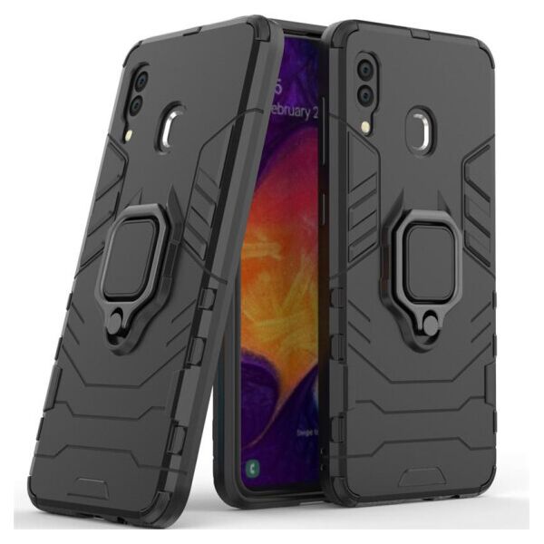 

Ударопрочный чехол Transformer Ring for Magnet с кольцом-подставкой для Samsung Galaxy A20 / A30 (Черный)