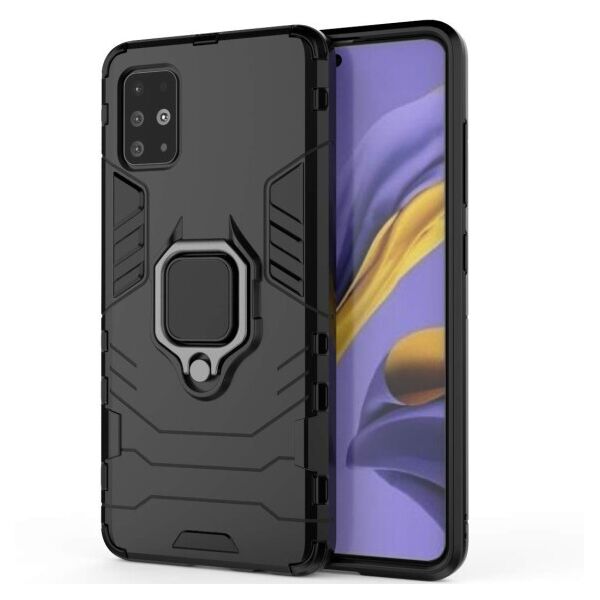 

Ударопрочный чехол Transformer Ring for Magnet с кольцом-подставкой для Samsung Galaxy A51 (Черный)