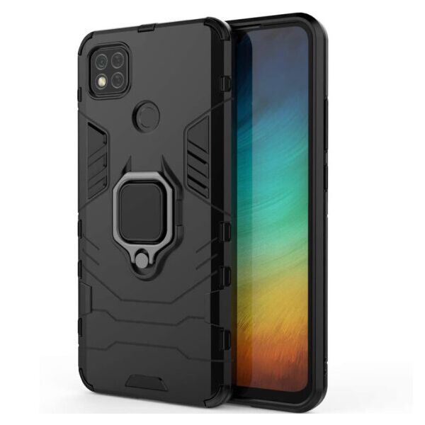 

Ударопрочный чехол Transformer Ring for Magnet с кольцом-подставкой для Xiaomi Redmi 9C (Черный)
